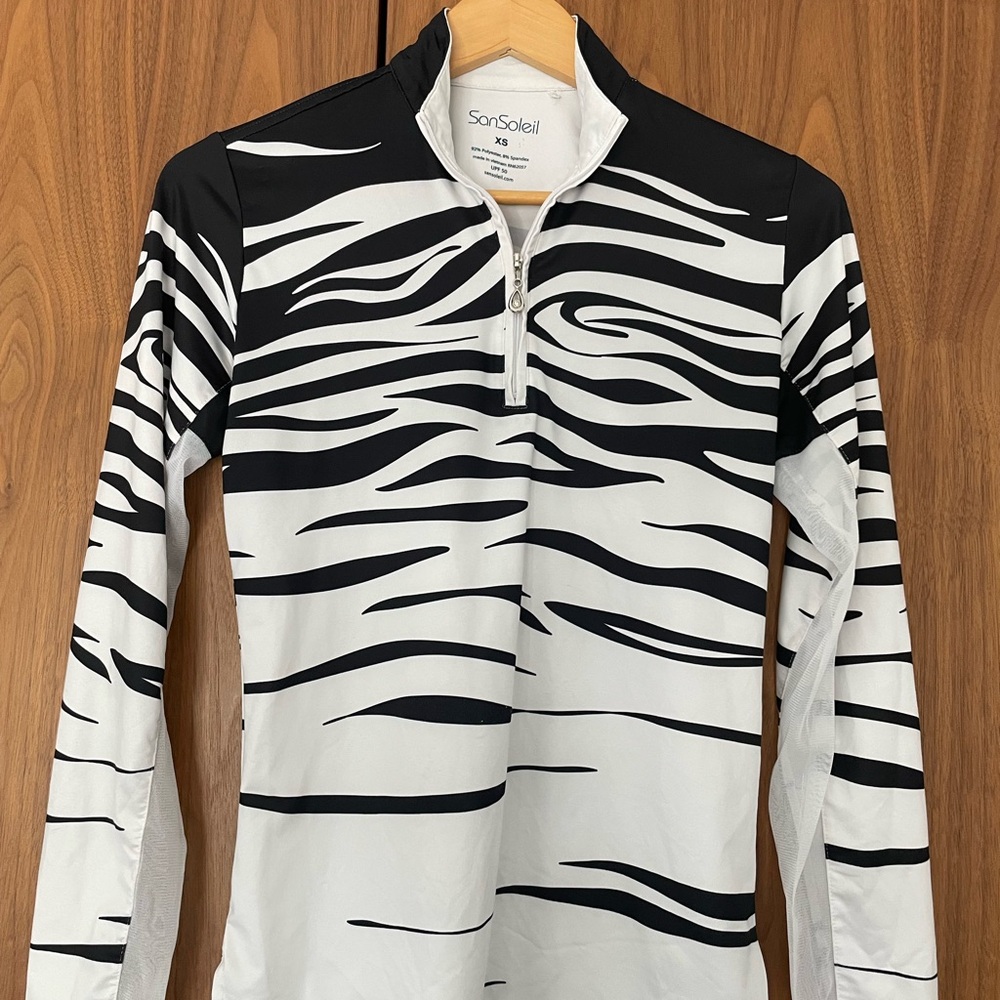 SanSoleil Zebra Print Long Sleeve Top